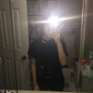 Ripped black crop t shirt